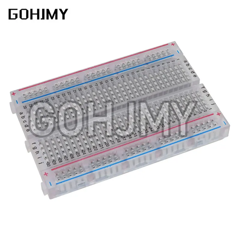

10pcs Transparent mini bread board / breadboard 8.5CM x 5.5CM 400 holes DIY