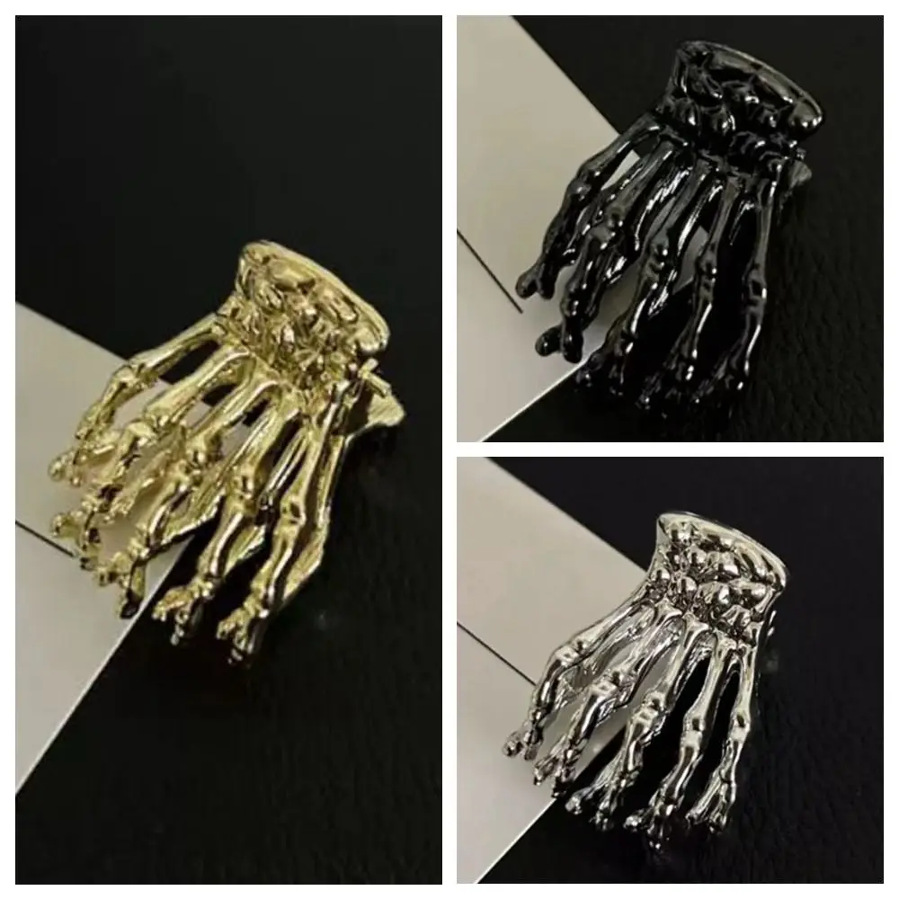 Cynk Alloy Skeleton Hand Hair Claw Hollow Geometric Ghost Paw Hair Claw Akcesoria do włosów Skeleton Hand Bone Small Shark Clip