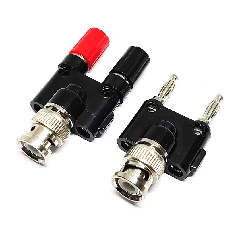 BNC Male to 4MM Twin Dual Binding Posts Banana Plug Jack Female Coaxial Adapter Connector BNC Male Terminals black & red RoHS