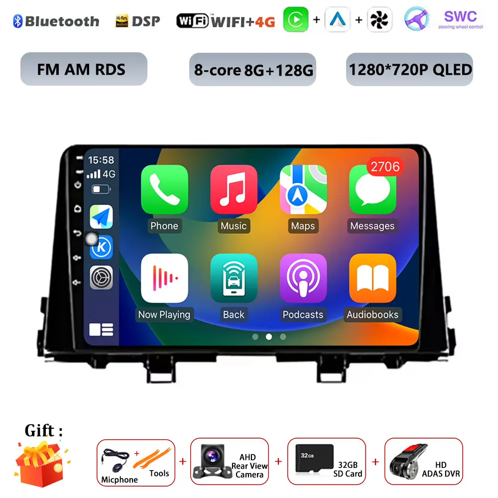 Android 16 WIFI + 4G LTE Carplay Auto Audio Radio Multimedia Video Player GPS DSP Voor KIA PICANTO ochtend 2017 2018 2019 2020