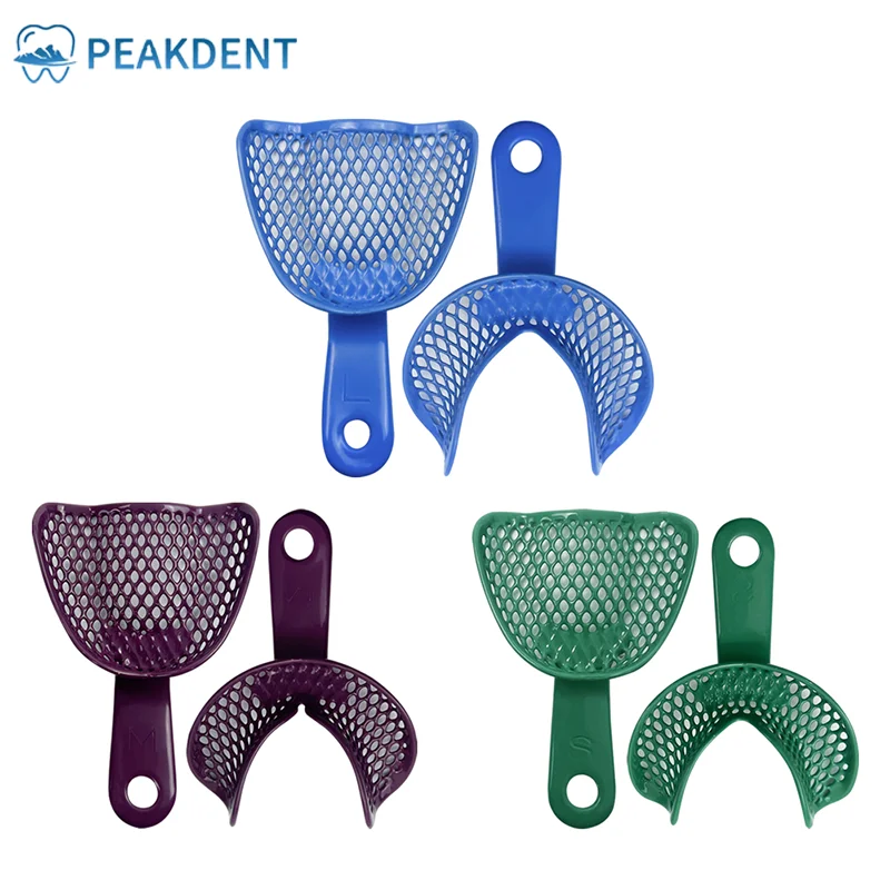 

Metal Dental Impression Trays Upper Lower Teeth Holder Colorful Tray Without Mesh Dentist Tools Materials Mold Tray