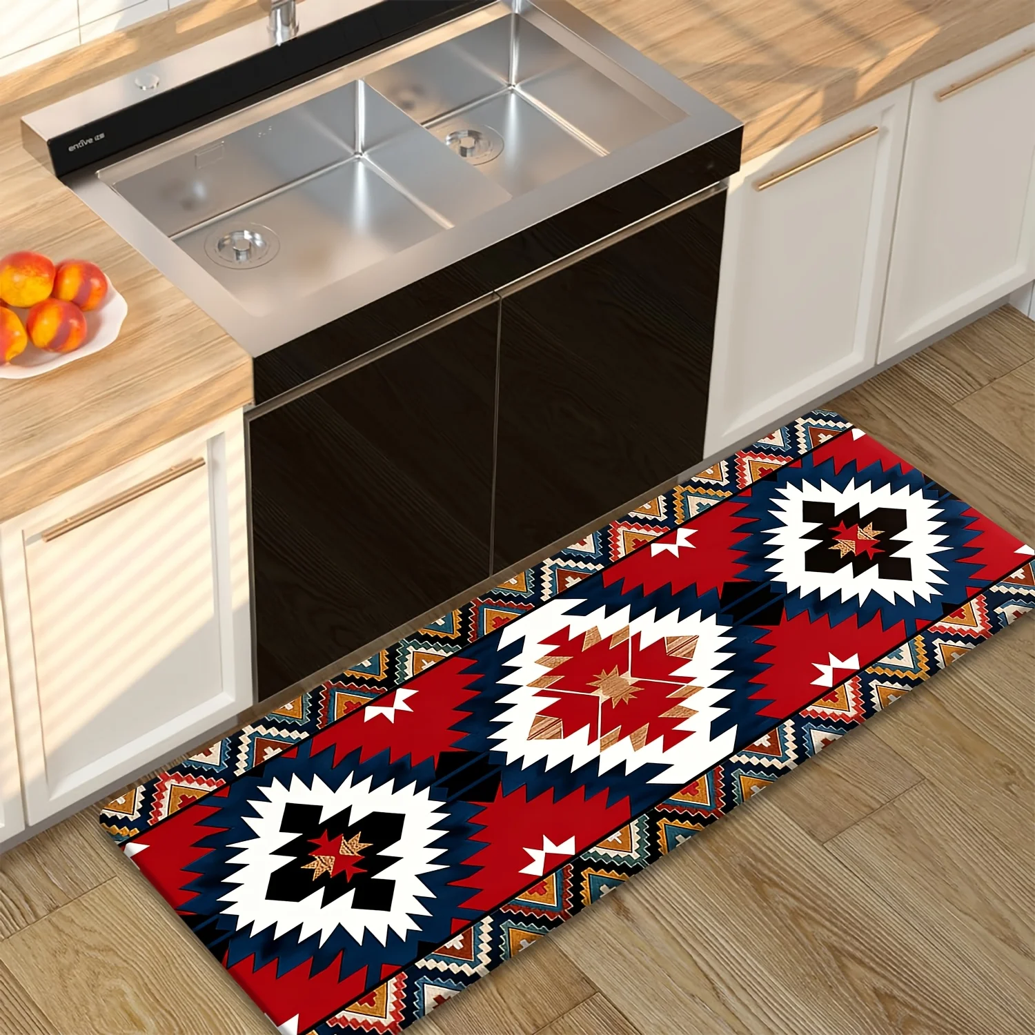Western Running Horse Kitchen Mat Wild Animal Hallway Rug Vintage Southwestern Aztec Tribal Accent Floor Carpet Decor
