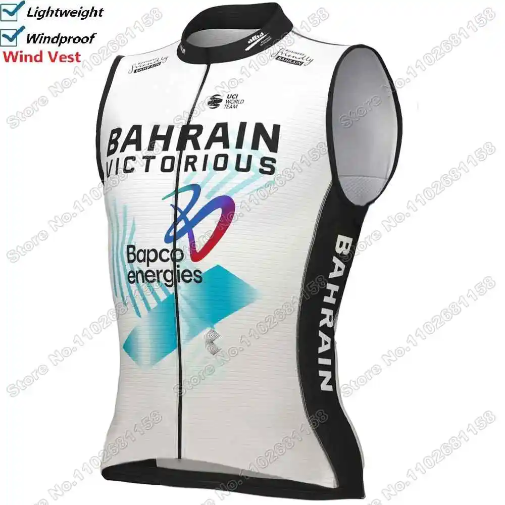 2024 Bahrain Victorious Team Cycling Vest Windproof Men Wind Vest Cycling Jersey Sleeveless Bicycle Windbreaker MTB Uniform