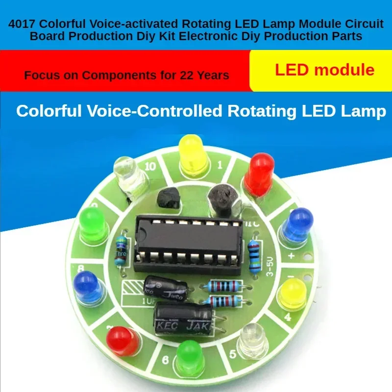 4017 Colorful Voice-Activated Rotating LED Lamp Module Circuit Board Production Diy Kit Electronic Diy Production Parts