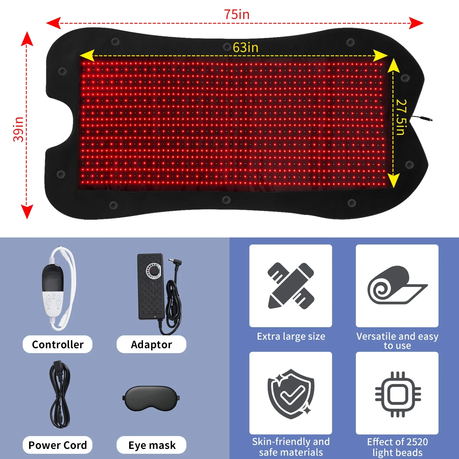 New Arrivals with High Quality  Red Light Therapy Pad Used for Systemic Pain Relief in Households