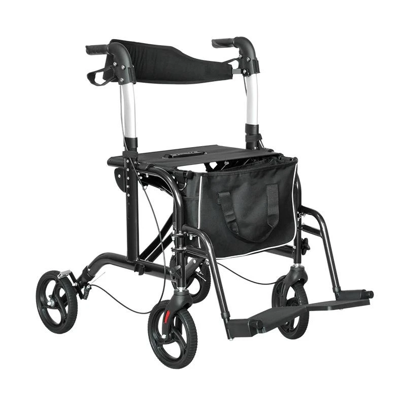 

High Quality Manufacturer Wholesale Aluminum Alloy 4-Wheel Seat Walker Adult Rollator Walker With Seat for Elderly