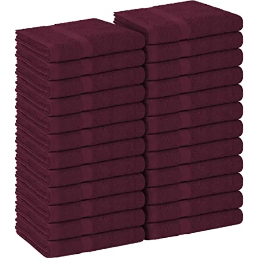 

Salon Towel, Pack of 24, Burgundy, 16 by 27 Inches, Highly Absorbent Cotton Towels for Hand, Gym, Beauty, Spa, and Home Hair Ca