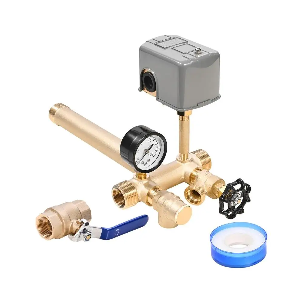 

1 Inch 11 Well Pressure Tank Tee Kit with 40 to 60 PSI Pressure Switch and 1 Inch Gate