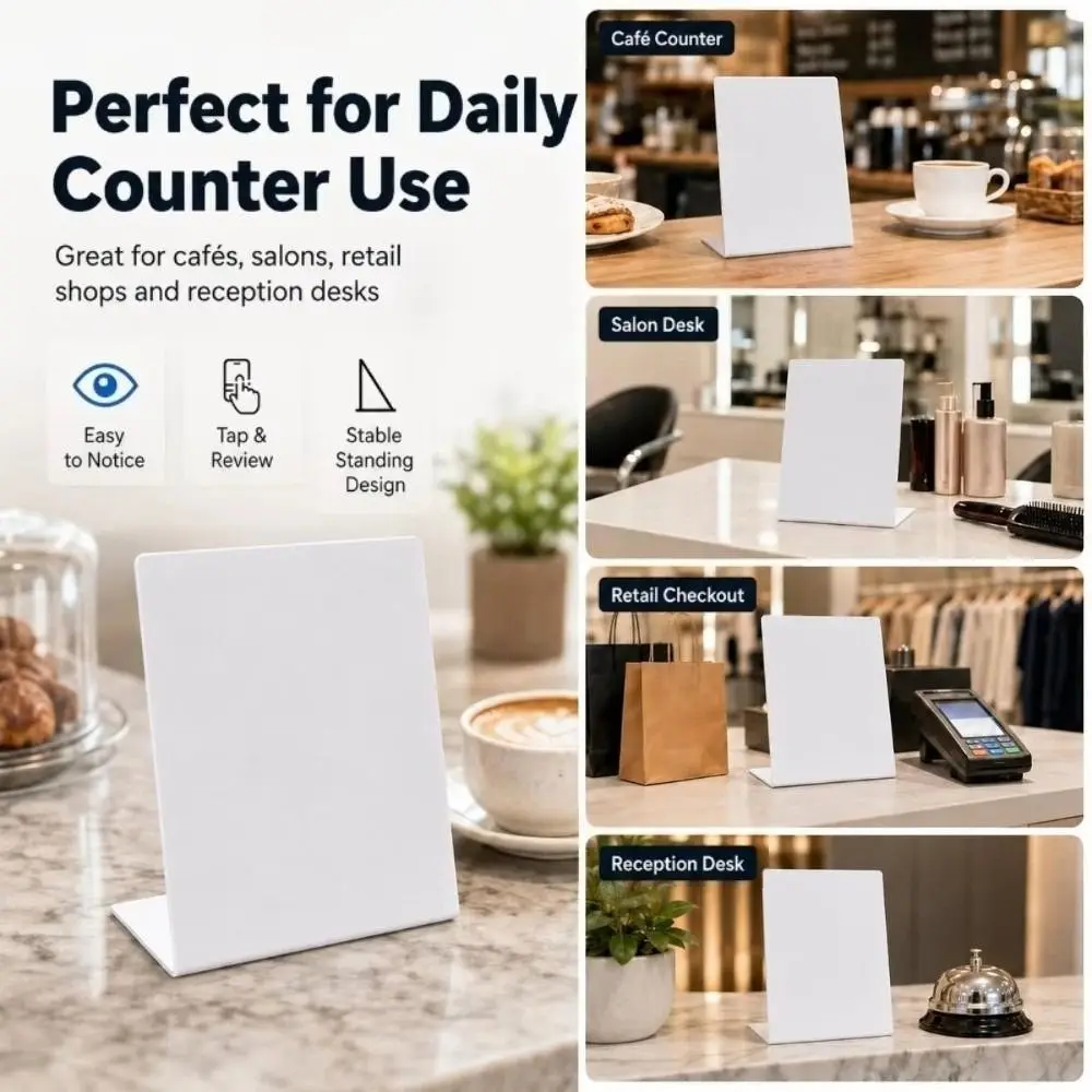 Programmable NFC Review Display Card Tap to Open Reusable NFC Table Sign Acrylic Battery Free NFC Counter Sign Business Feedback