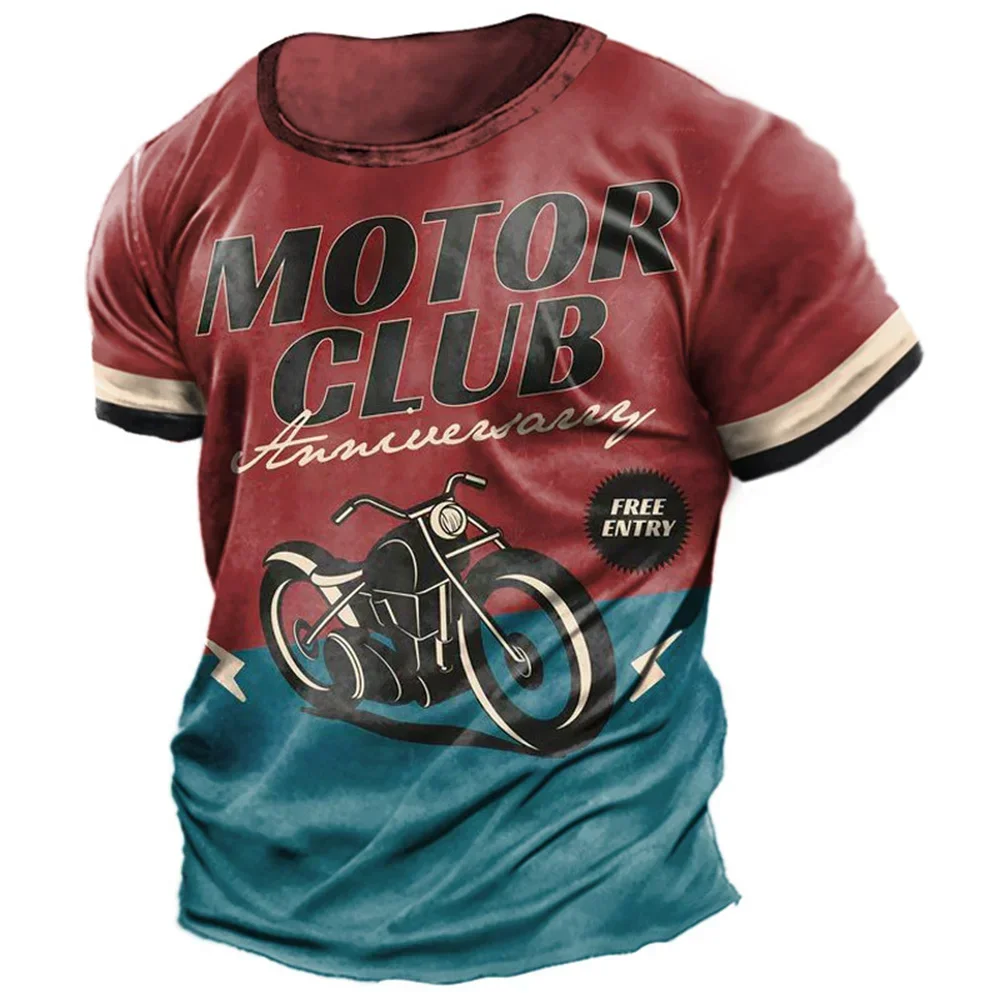 Vintage Motorcycle T Shirts For Men 3D Print Racing Loose Short Sleeve Tees Tops Streetwear Men\'s T-shirt Biker