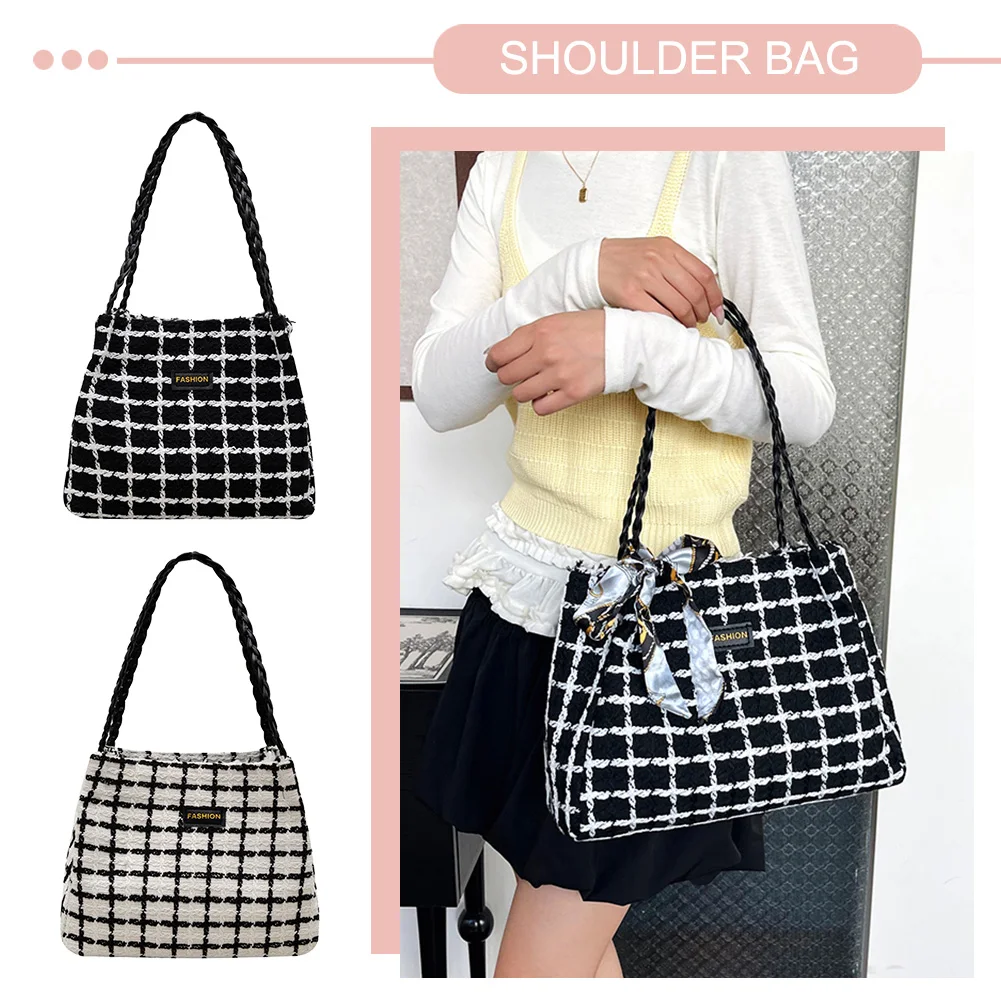 女性チェック柄ショルダーバッグ大容量トレンディトートハンドバッグ多用途ハングバッグ女性旅行通勤バッグ