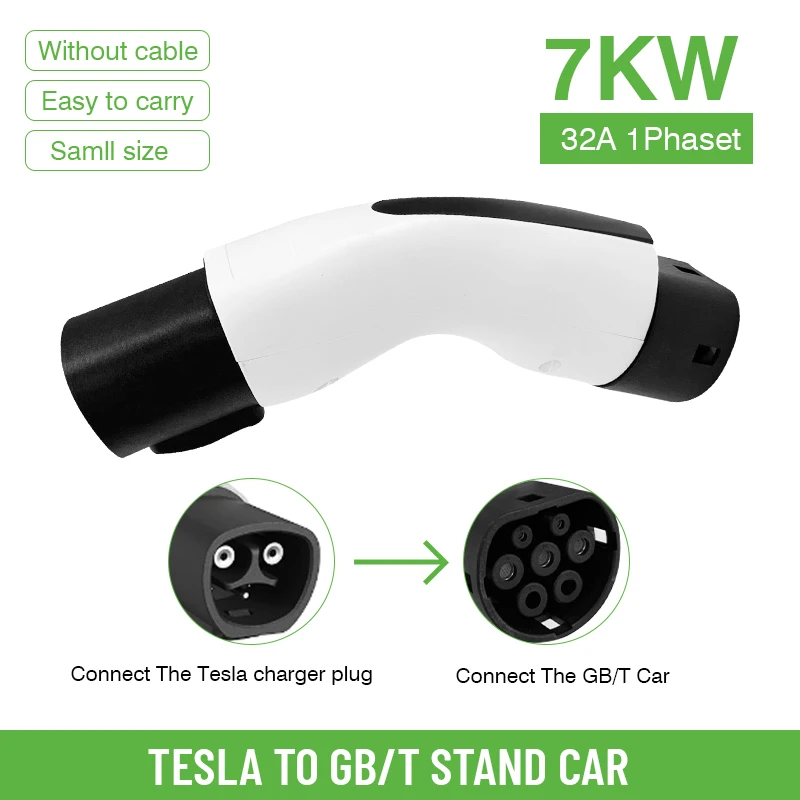 HQ Tesla para GBT EV adaptador para todos os carros chineses, conector do carro elétrico, 250V, 32A 7KW