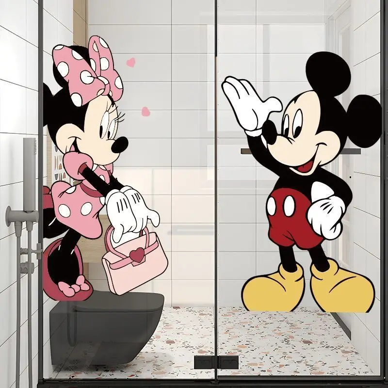 ミッキーミニーかわいいガラスステッカーパーソナライズされた漫画かわいいキッチンドアガラス玄関装飾衝突防止ステッカー