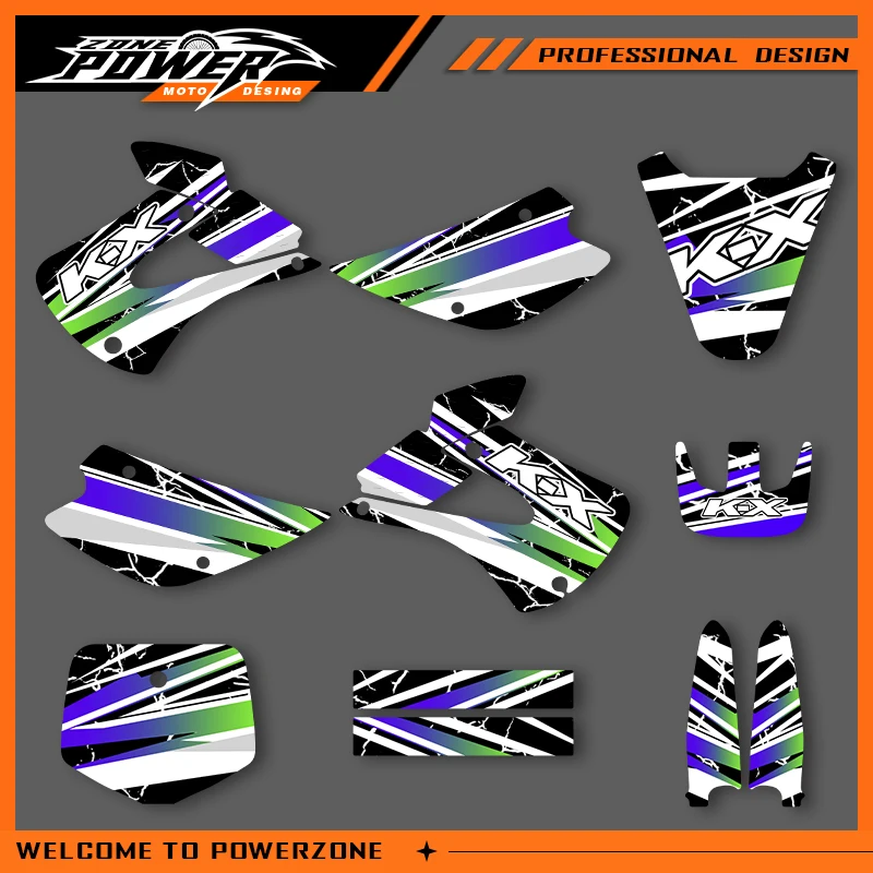 

Графические наклейки Powerzone, наклейки для мотоцикла KAWASAKI 1998-2009 2010 2011 2012 2013 KX85-100 KX85 KX100, фон на заказ