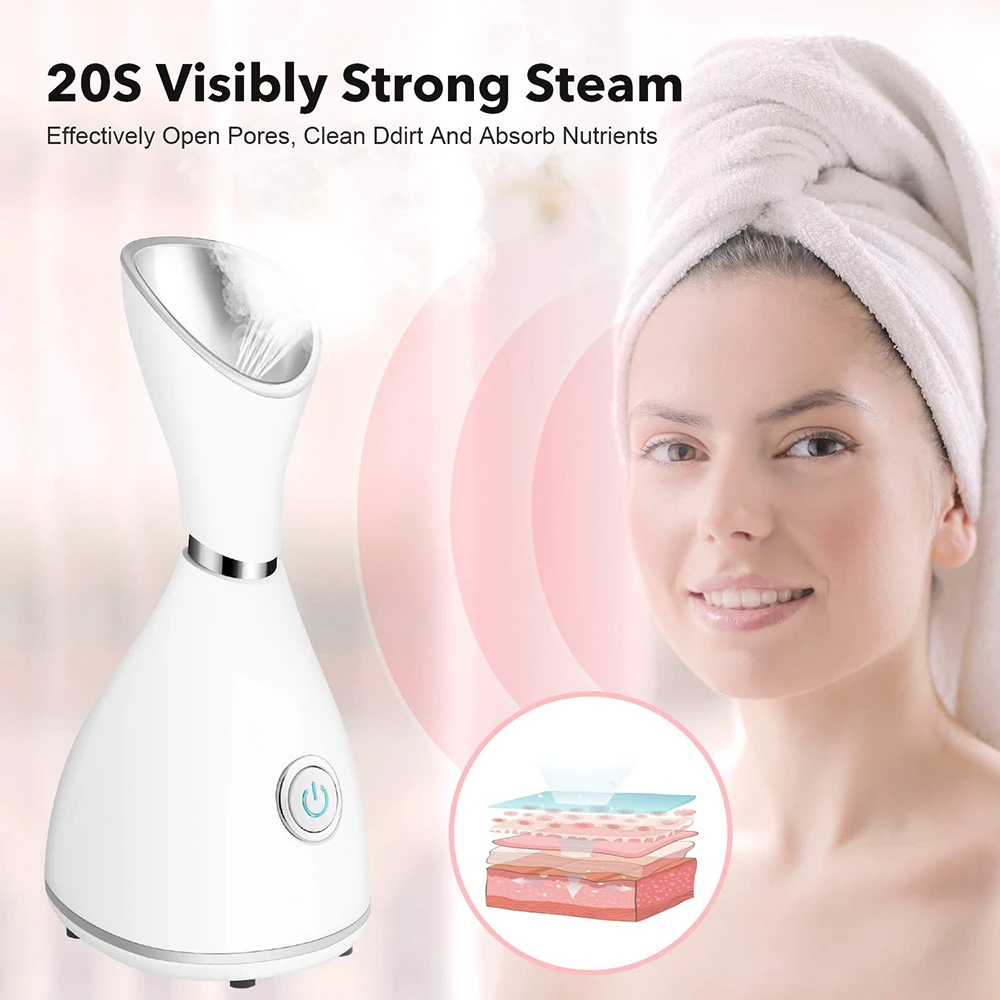 Nano Ionic Facial Steamer Hot Spray Steam Electric Spa Face Steamer Large-capacity Water Tank Personal Sauna Spa Steaming Tool