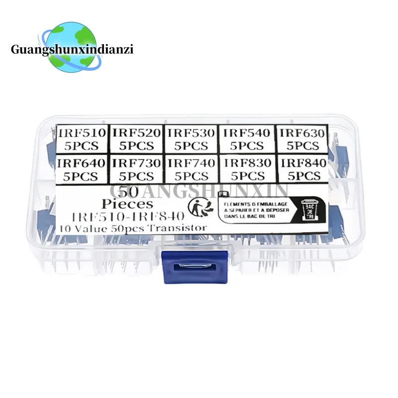 50Uds= TO-220 10Values IRF510 IRF520 IRF530 IRF540 IRF630 IRF640 IRF730 IRF740 IRF830 IRF840 Series Mosfet Transistors