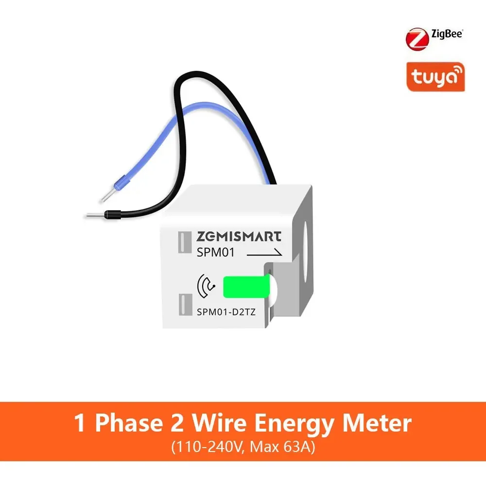 Smart Mini 63A Energiemonitor Kwh Stroomverbruiksmeter Werkt met Tuya Zigbee Hub Zigbee2MQTT Home Assistant