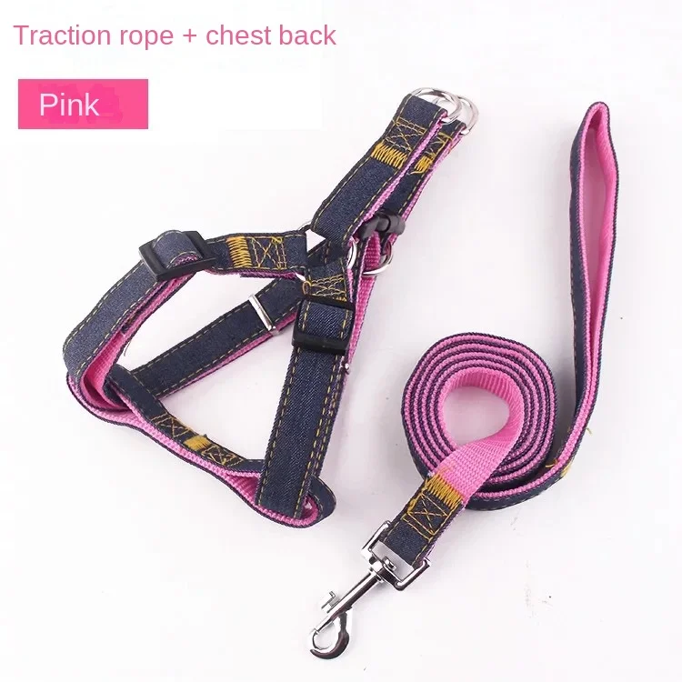 Pet Leash Denim Patch Chest Strap Walking Dog Leash Dog Leash Dog Leash Pet Supplies