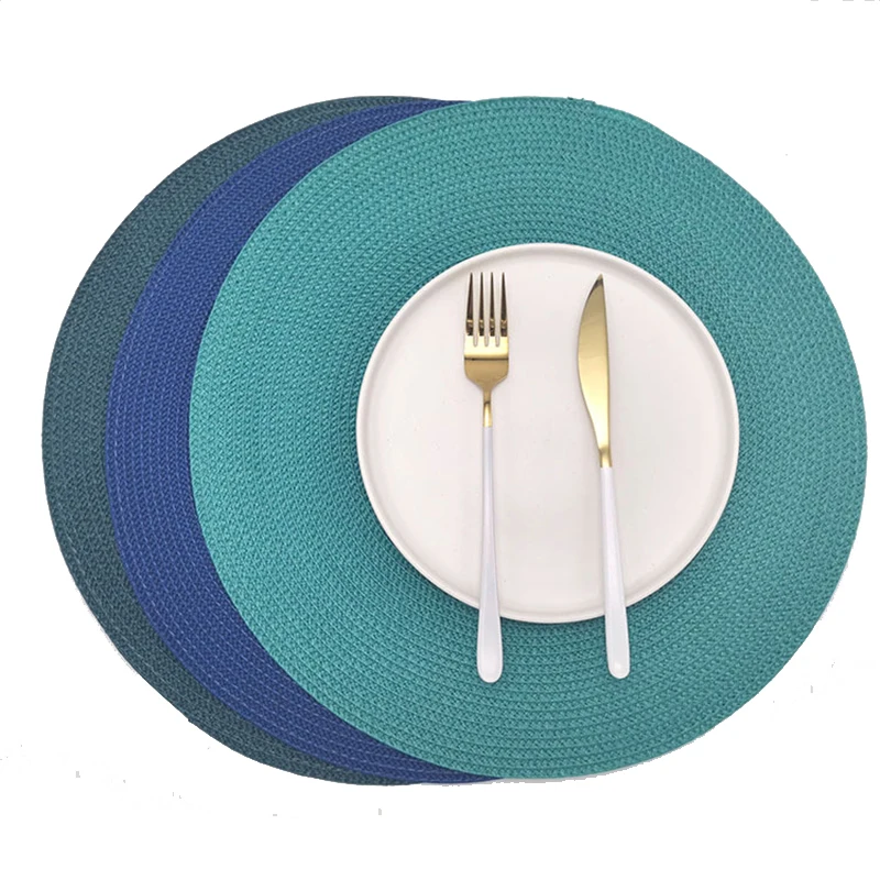 1PC Round Table Mat Woven Placemats Anti Slip Dining Table Mats Tableware Bowl Pads Kitchen Drink Cup Insulation Coasters 38CM