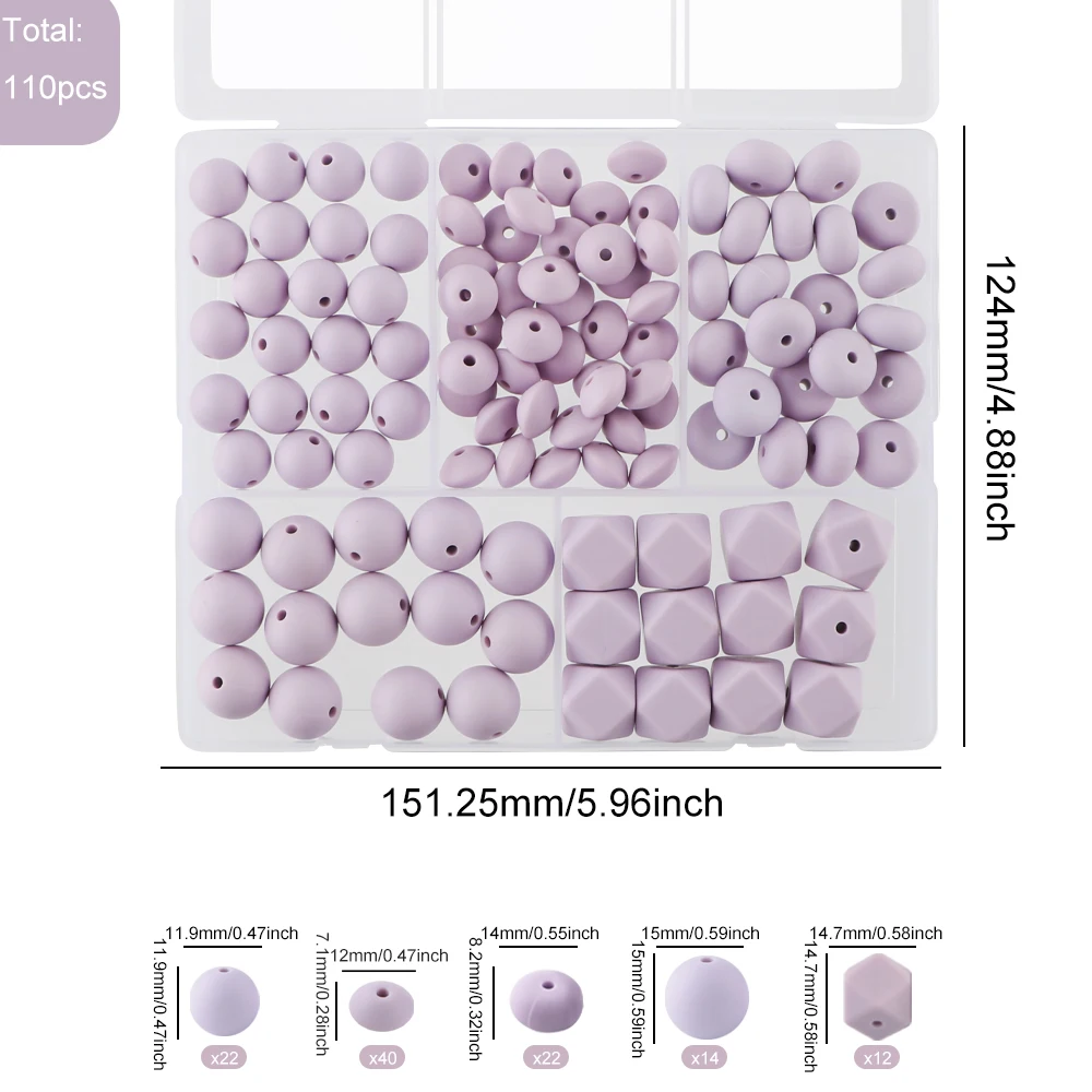 Kovict 110 Pieces Silicone Beads Multicolor 10