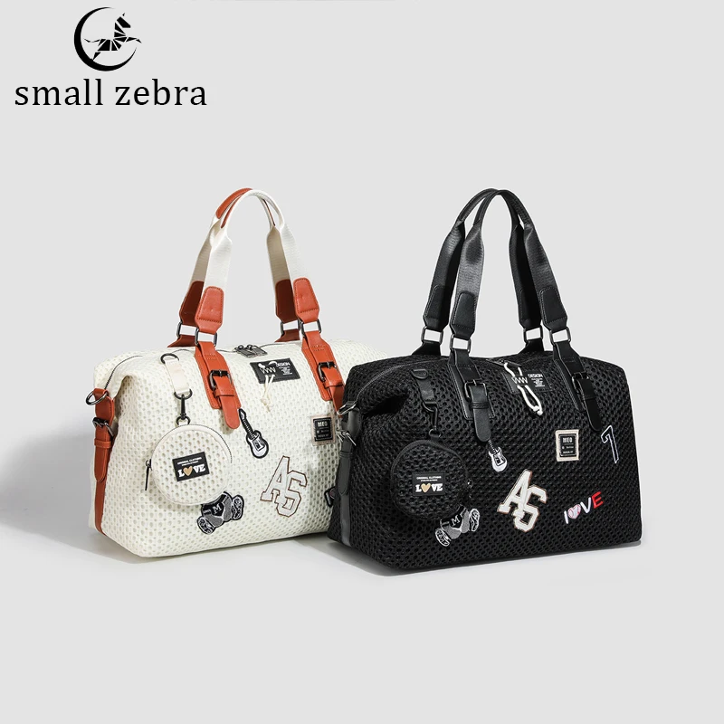 

Casual Stitching Mesh Fitness Handbag Large Capacity Travel Bag Crossbody Luggage Bag