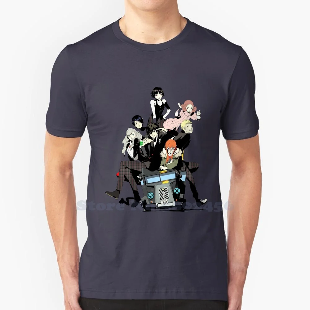 Shin Megami Morgana Mini Bus 100% cotton T-Shirt Men And Women