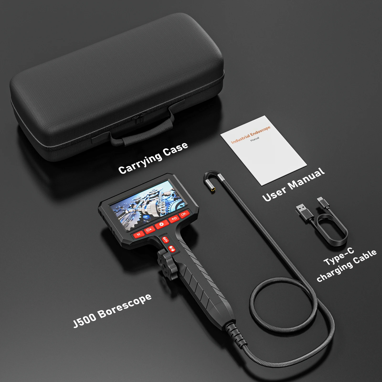 5Inch Screen 2MP IP67 Professional Repair Tool Industrial Inspect Camera Articulated 360 Steering Sewer Pipe Borescope Endoscope