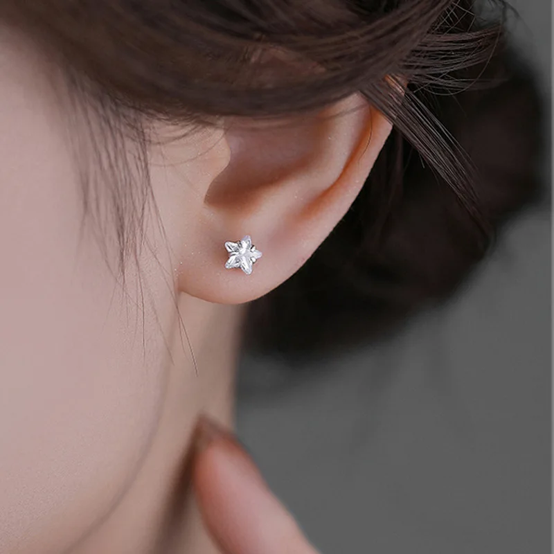 Pendientes de tuerca de estrella de cristal Simple para mujer, diferentes tamaños, pendientes brillantes de uso diario, accesorios de joyería