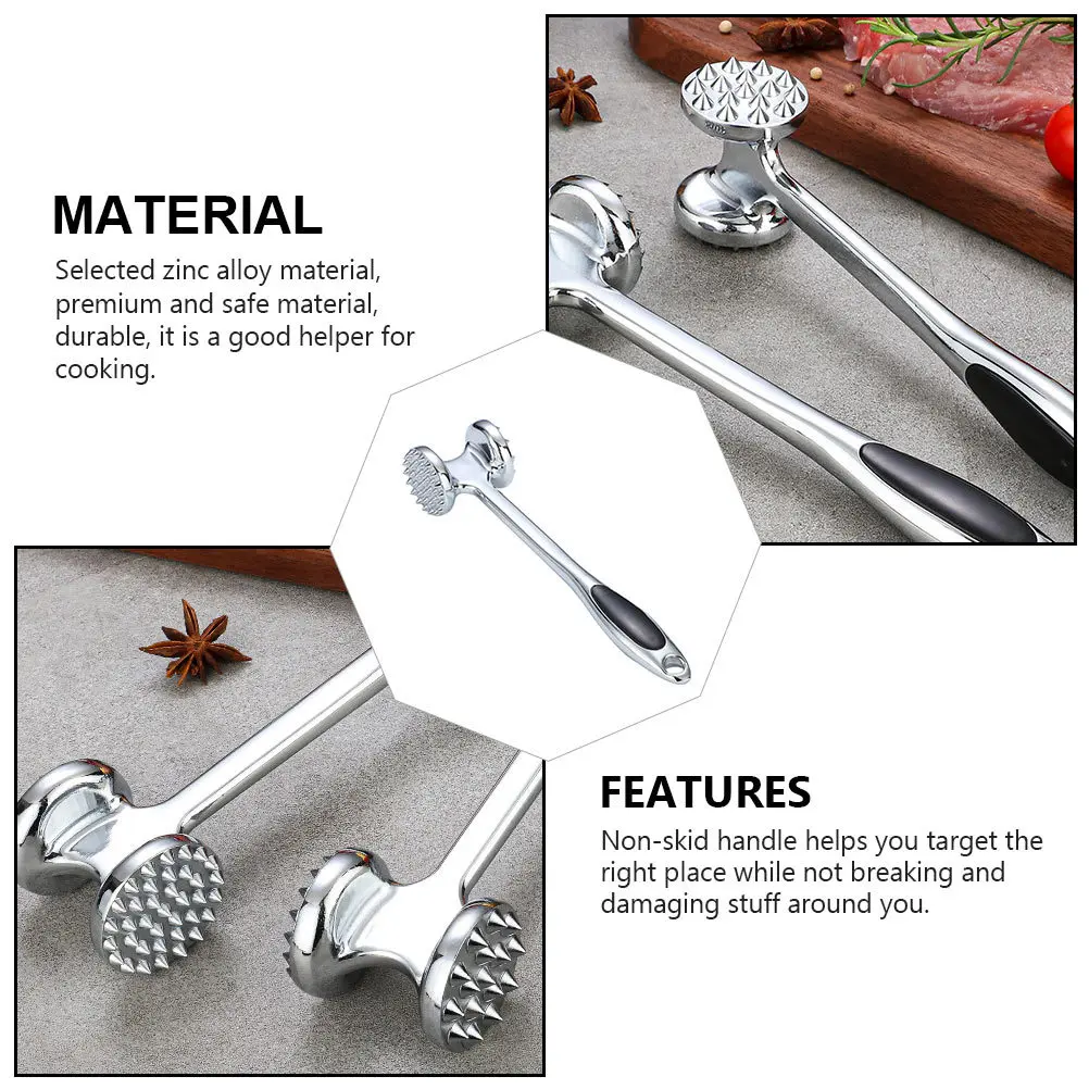 

1Pcs Zinc Alloy Meat Tenderizer Hammer Nail Surface Dual Sided Kitchen Tool Steak Pounder Helper Zinc Alloy Meat Hammer