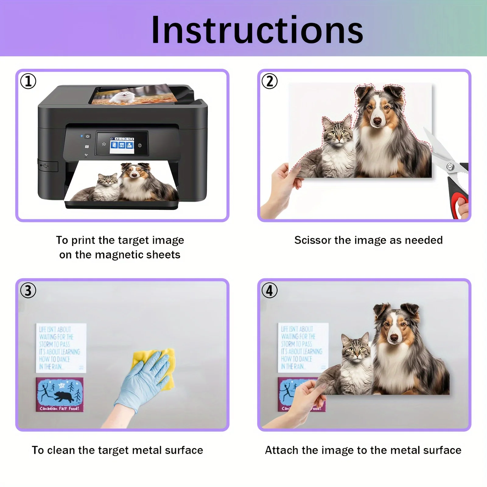 4R A4 Printable Magnetic Sheets Non Adhesive 13.5mil Thickness Glossy/Matte Photo Paper for Inkjet Printers 4x6 Inches Size