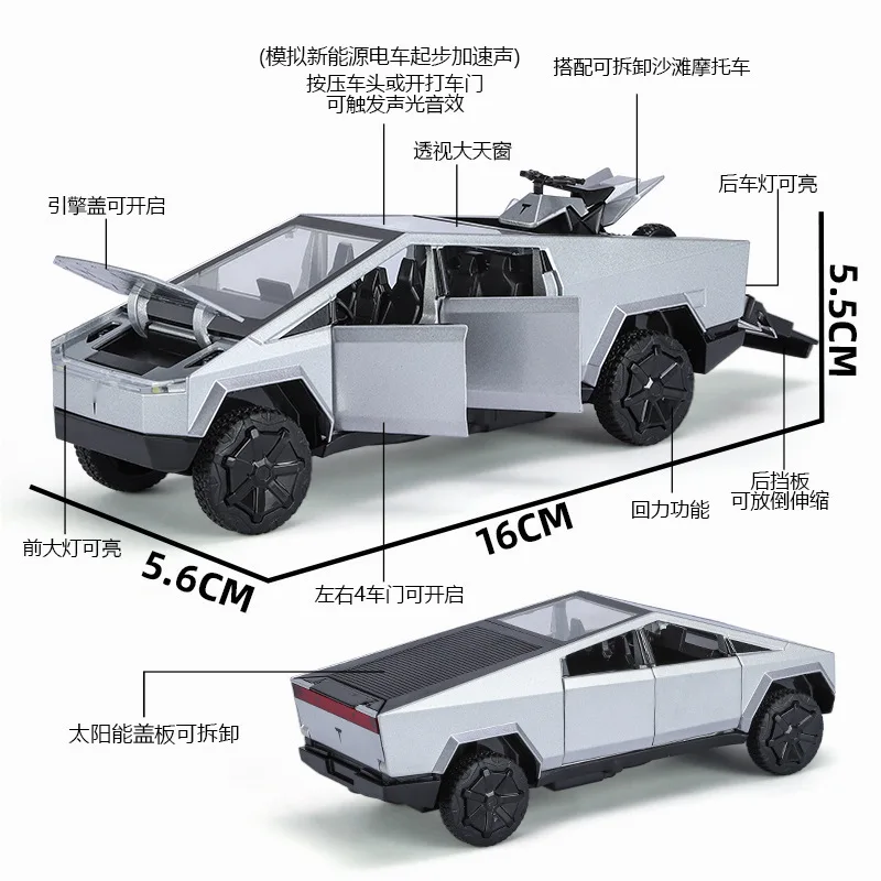 1:32 Pickup with Motorcycle Alloy Car Model Ornament Wholesale Delivery Diecast Alloy Car Model Collectibles