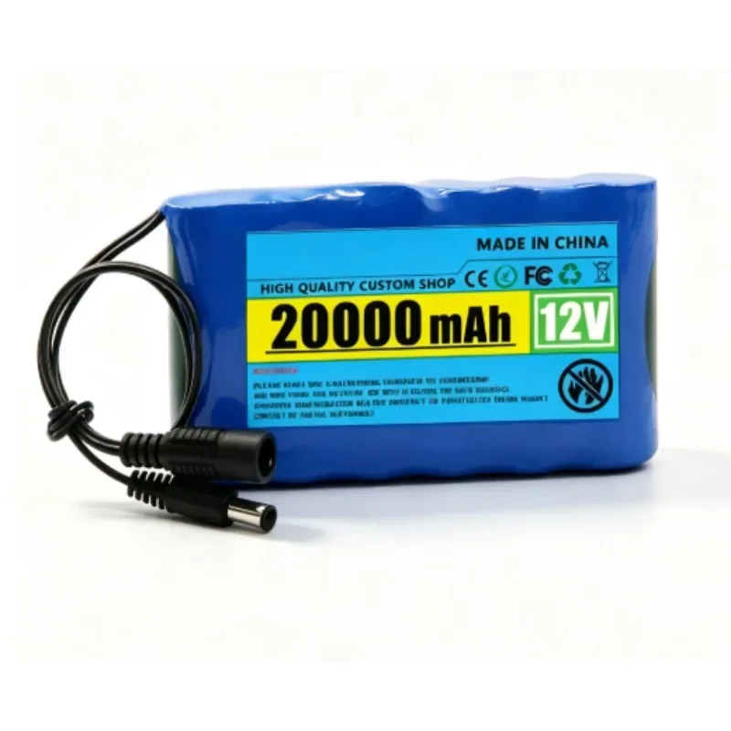3S2P 12V 20000mAh Rechargeable Lithium-Ion Battery DC 12.6V 20Ah 1A Charge Current for Monitoring Equipment LED Light Devices