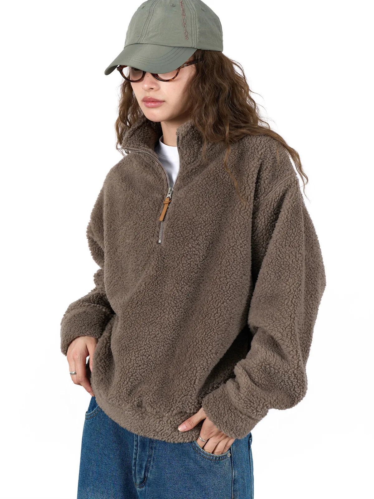 Autumn and winter new Korean lazy lamb wool half turtleneck sweater loose soft waxy skin-friendly warm tops for women