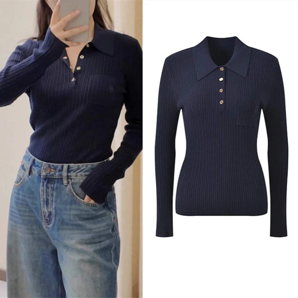 

Ele Long Sve Ne Knitted Sweater Women's Slim Fit Casual Sle Comfortable Breathable Faionable Knitwear