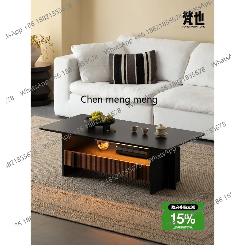 

Teak coffee table living room modern simple solid wood rock slab coffee table simple storage tea table