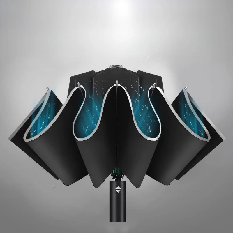 Fully automatic folding umbrella extra large double three-person weather and rain dual-purpose male and female reinforced