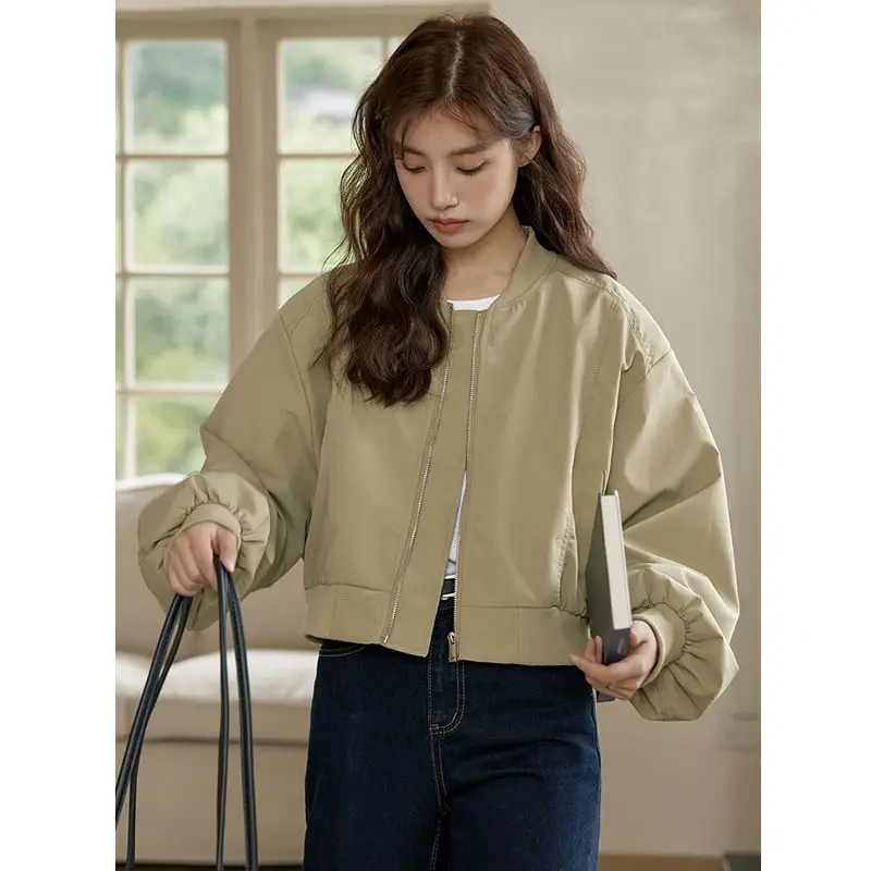 

Spring Jackets Women Autumn Woman Clothing Waist-Cinched Slim-Fitting Button Front Pocket Pure Simple Basic Ladies Style Fashion