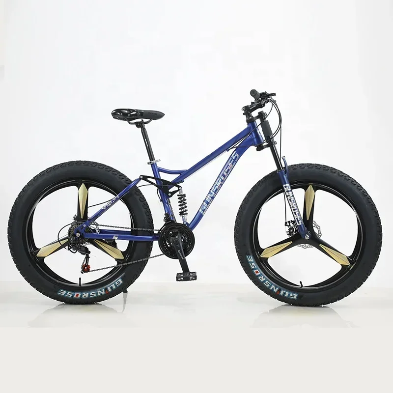 Mountain Bike Full Suspension 24/26 Inch 7 Variable Speed Three Blade Wheel 4.0 Fat Tire Cycles Snow and Beach Bicycles Outdoor