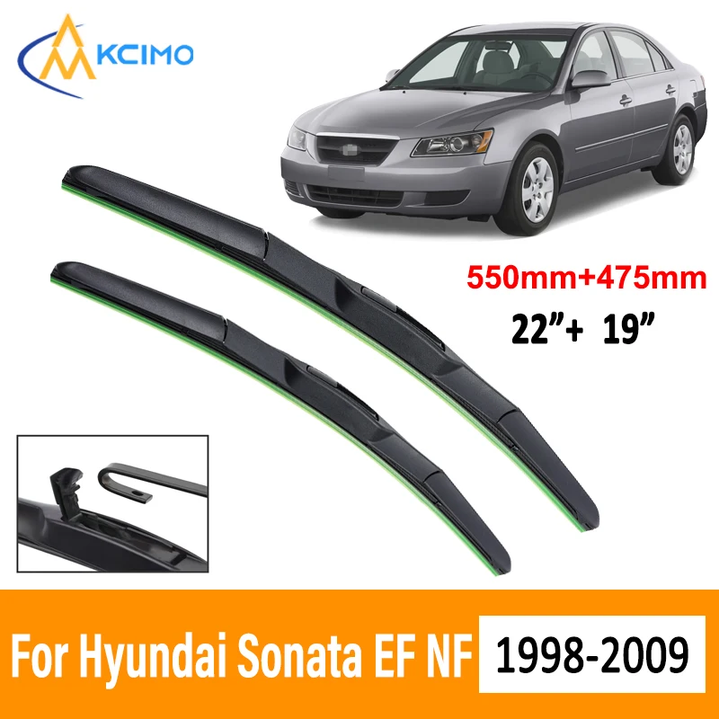 

For Hyundai Sonata EF NF 1998-2009 Car Wiper Three Stage Soft Rubber Wiper Mute Durable Front Windscreen Car Wiper 22"+19"