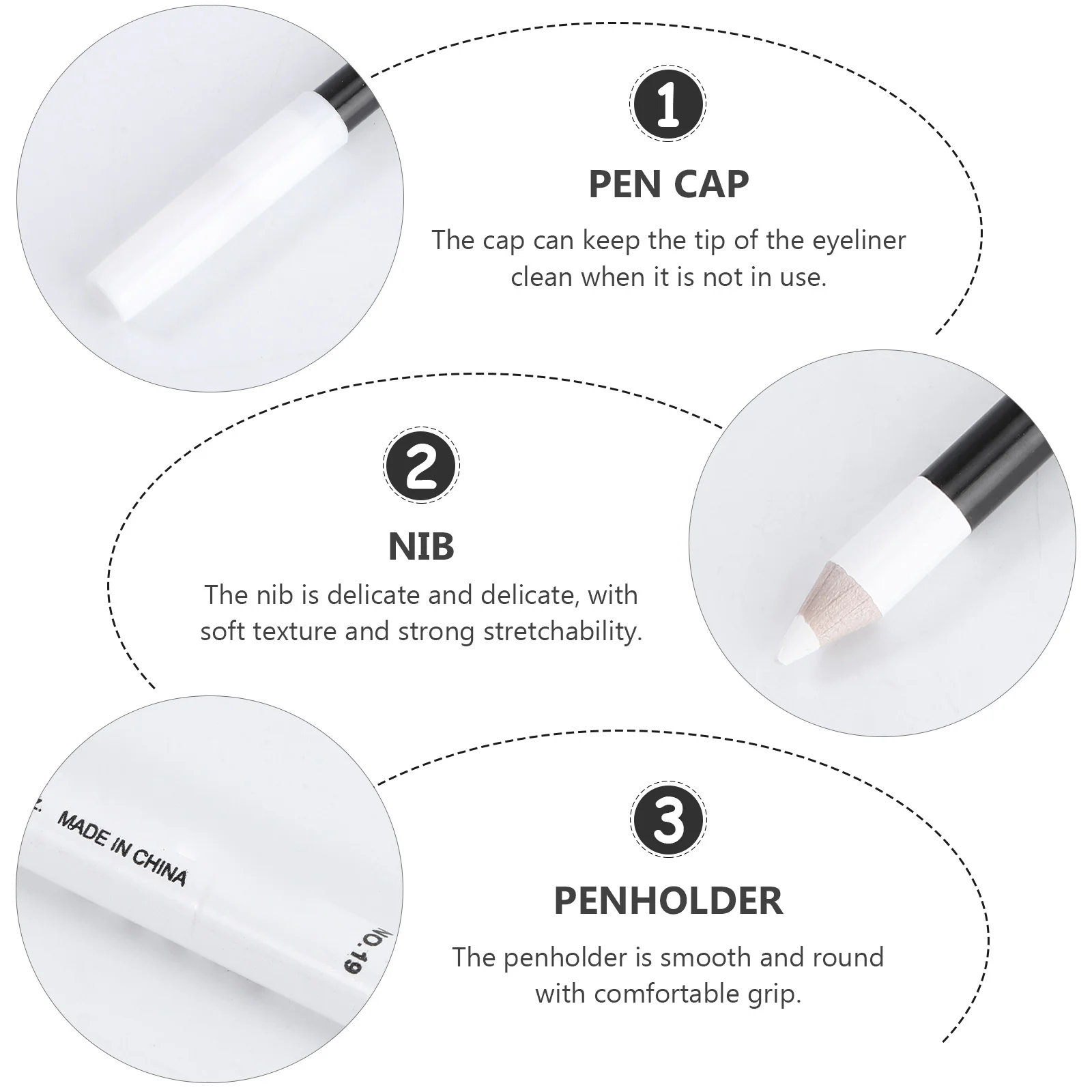 防水白アイライナーペンシル 12 個光沢のあるグリッターハイライターメイクアップペン横たわっているカイコ目明るくするツール