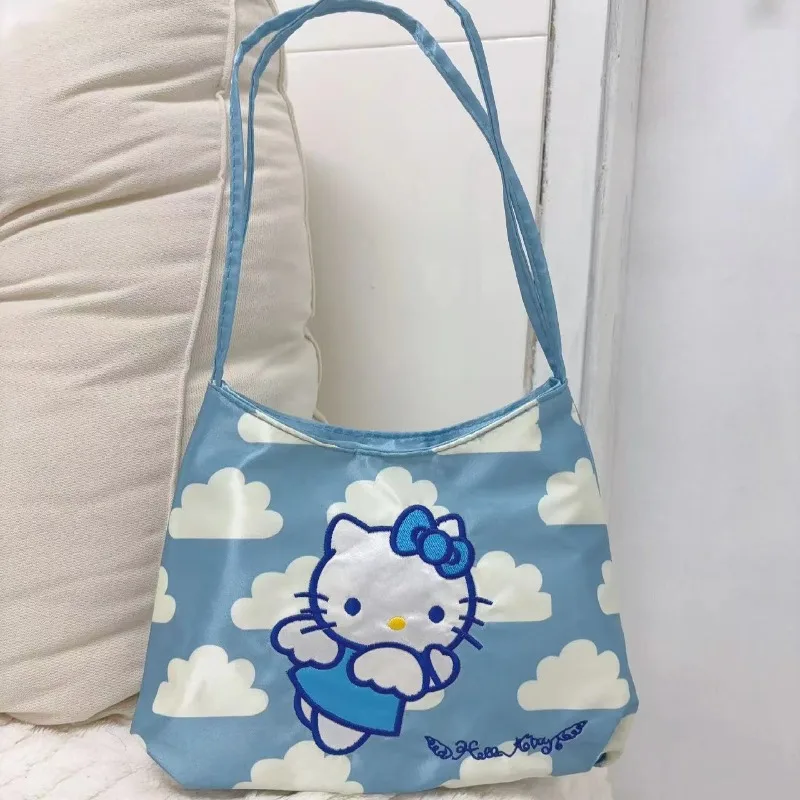 Cute Angel Hellokittys Anime Kawaii Cloud Handbag Sanrios Sweet Girl Middle Ages Versatile Underarm Cartoon MINI Tote Bag Gift