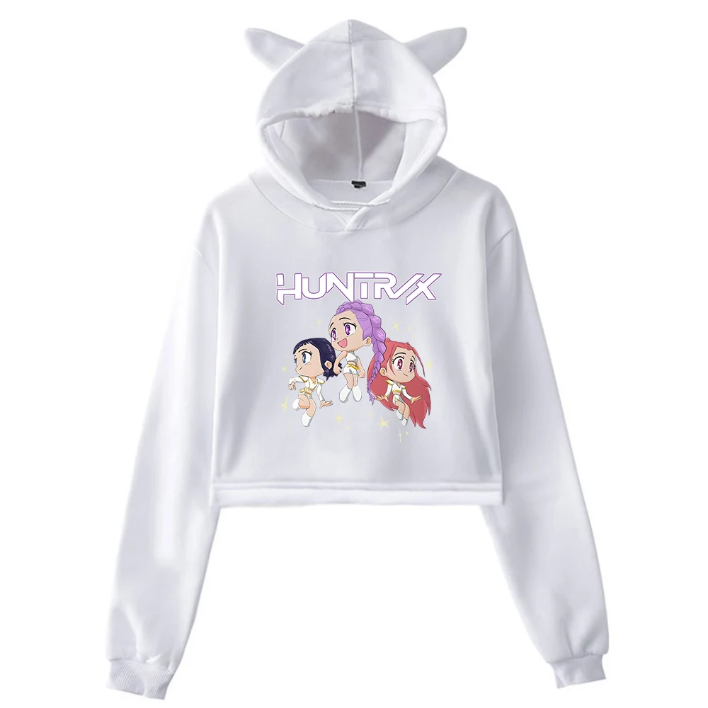 KPop Demon Hunters As Seen On Huntrix World Tour Hoodie แมวหู Hooded Sweatshirt แขนยาว Crop Top เสื้อผ้าผู้หญิง