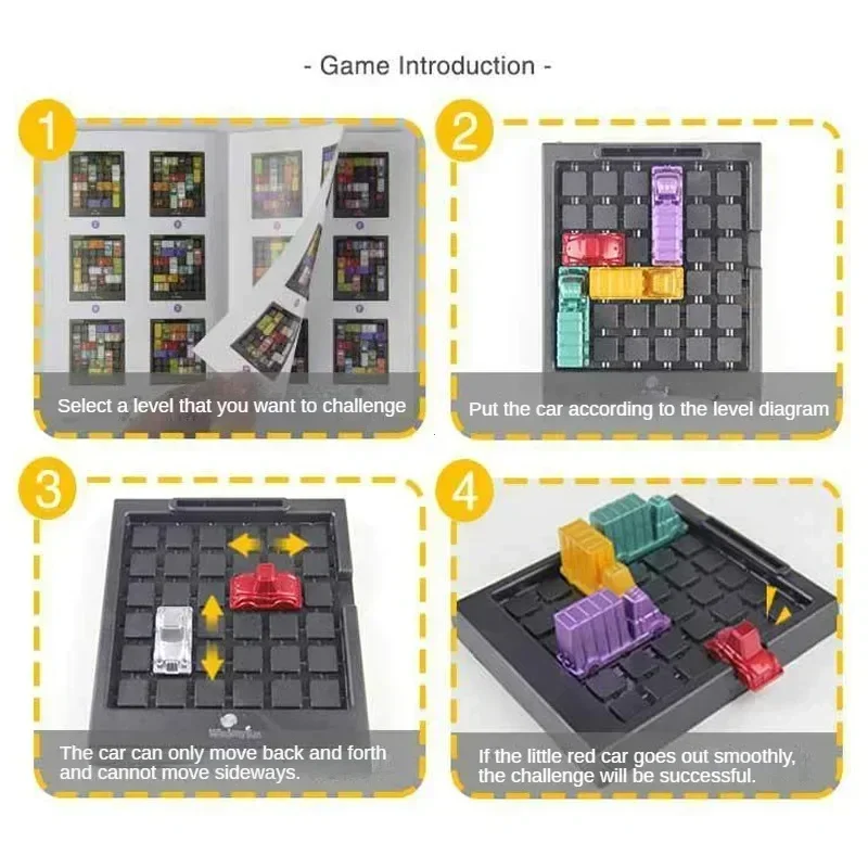 Jogo de hora de praça de tráfego de quebra-cabeça, carro de hora de corrida huarong estrada raciocínio lógico jogo de mesa, brinquedos de quebra-cabeça das crianças