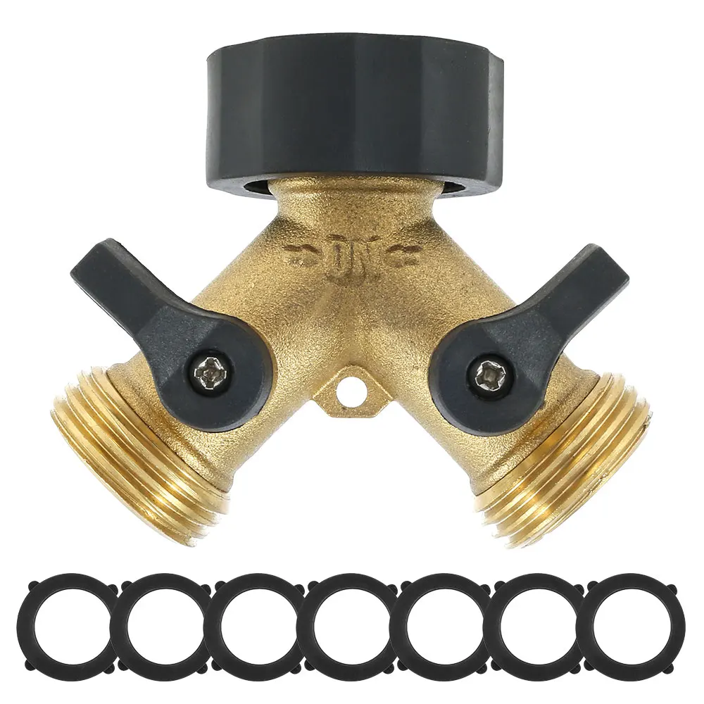 

Garden Hose Splitter 2 Way Heavy Duty SOLID BRASS Hose Y Splitter Hose Connector for Outdoor Faucet Garden Farm Greenhouse