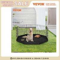 VEVOR Dog Playpen Foldable Metal Dog Pen with Bottom Pad Pet Fence Puppy Crate Kennel for Indoor Outdoor Camping Yard Pets Pen