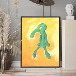 Bold And Brash Gallery Art Poster Abstract Squidward Canvas Painting Print Nordic Wall Art Picture for Living Room Home Decor