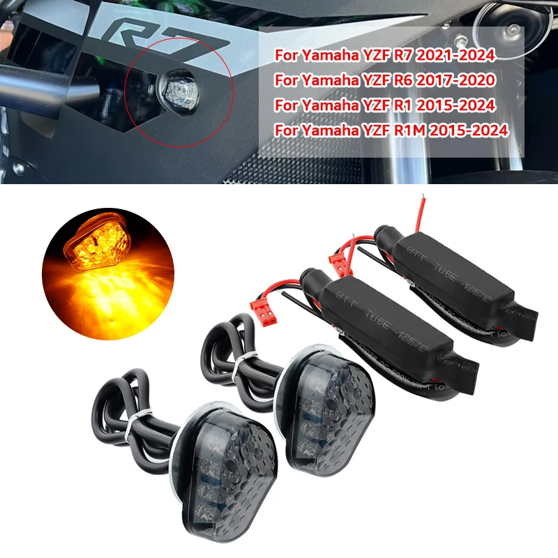 

Motorcycle LED Turn Signal Light Front Rear Flasher For YAMAHA YZF R7 R6 R1 R1M YZFR7 Motorcycle Mini Flashing Lamp Indicators