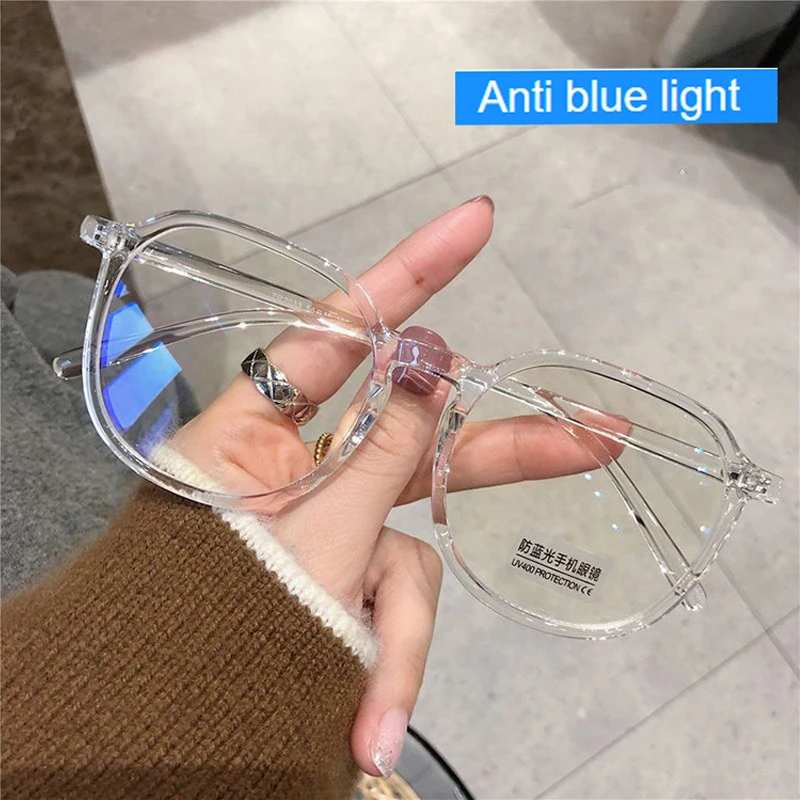 Large Square Frame Anti-Blue Light Glasses Fashion Retro Men Women Computer Gaming Eye Protection Classic Plain Glass Spectacles