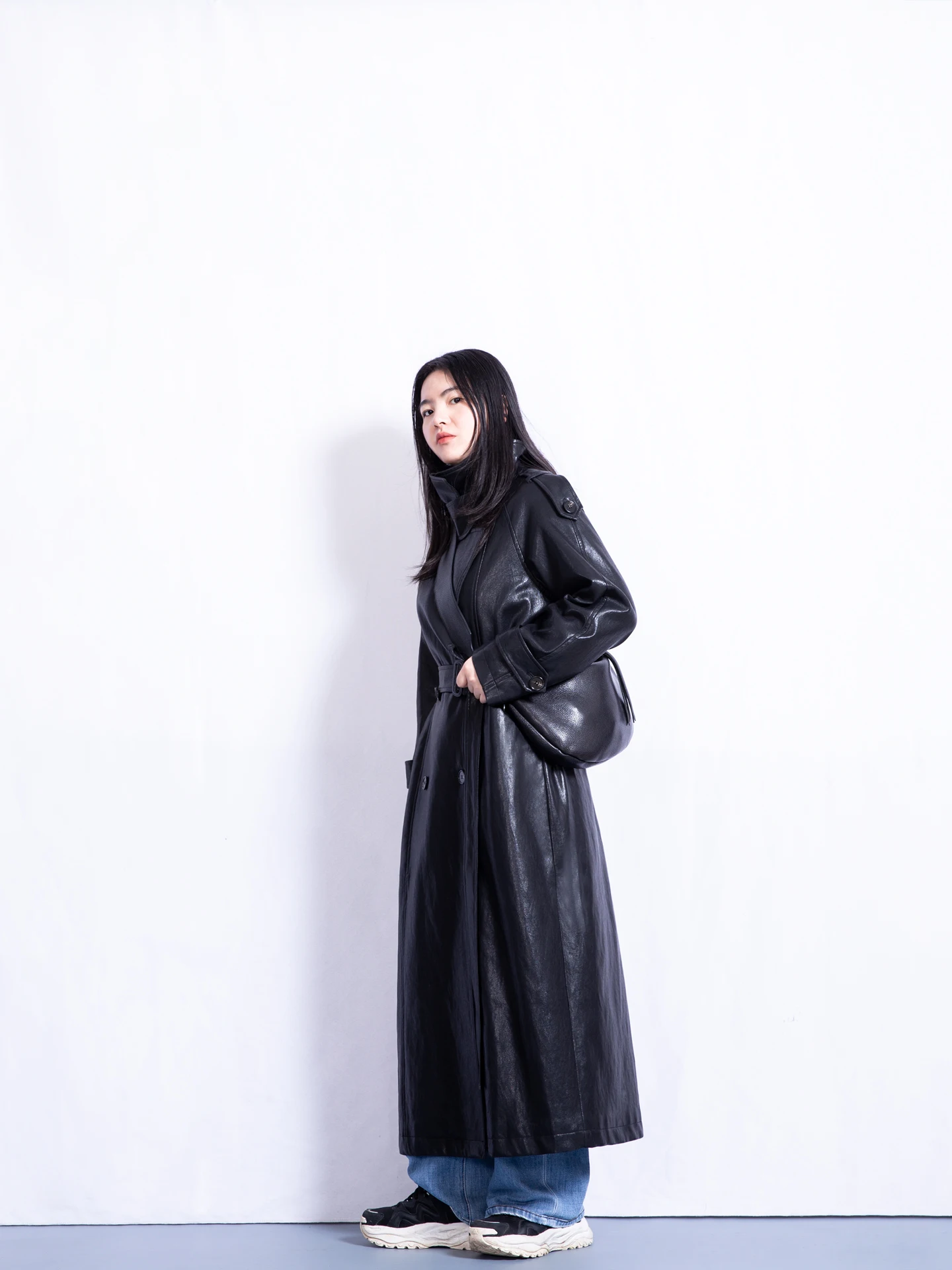 

Длинное пальто из искусственной кожи с отстегивающимся внутренним слоем, новинка зимы 2025, 90% белый пух, женское, повседневное, свободного кроя, теплое