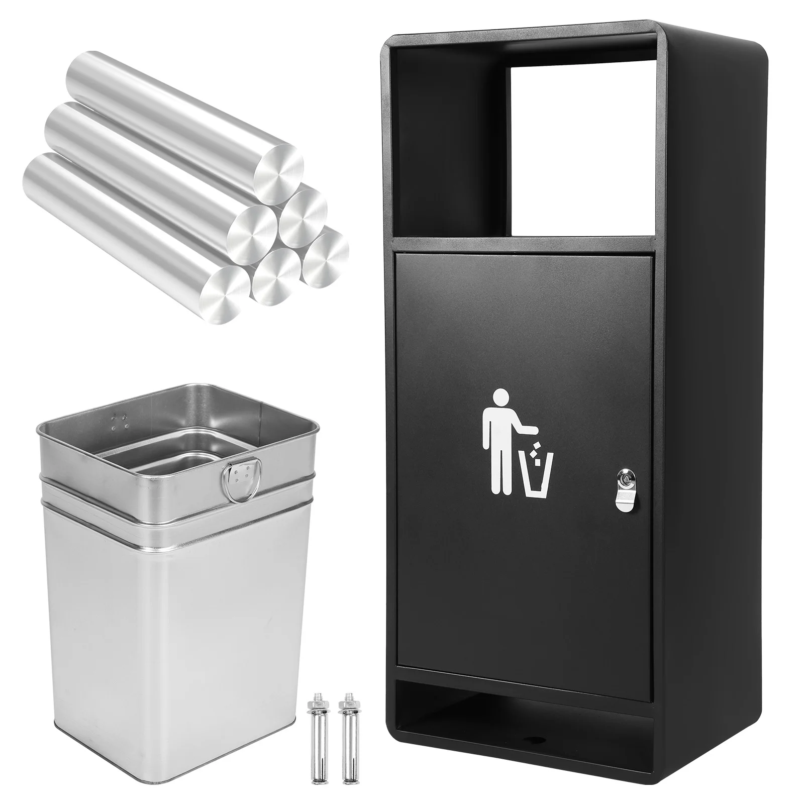 

Коммерческий уличный мусорный бак современного дизайна, черный, для раздельного сбора отходов, со съемным контейнером, большой емкости, для офиса, гостиничного лобби, патио